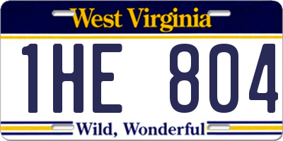 WV license plate 1HE804