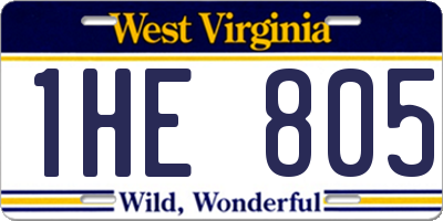 WV license plate 1HE805