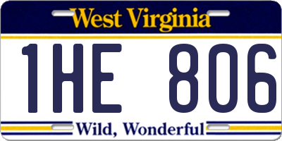 WV license plate 1HE806