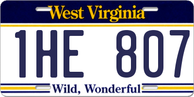 WV license plate 1HE807