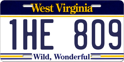 WV license plate 1HE809