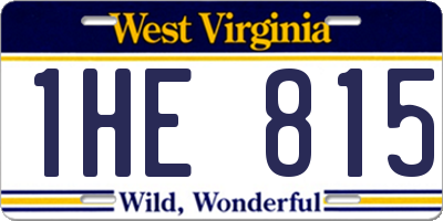 WV license plate 1HE815