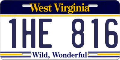 WV license plate 1HE816