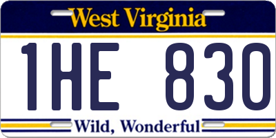 WV license plate 1HE830