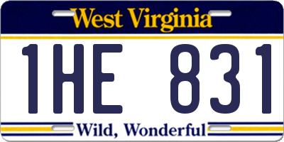 WV license plate 1HE831