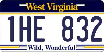 WV license plate 1HE832