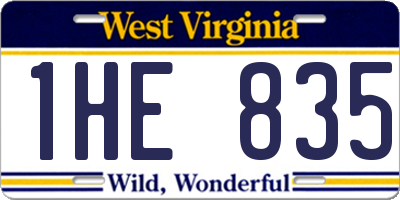 WV license plate 1HE835