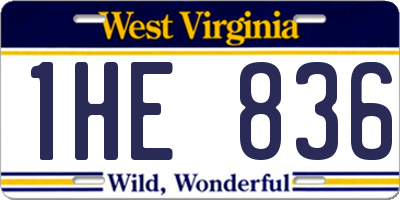 WV license plate 1HE836