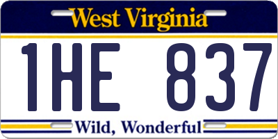 WV license plate 1HE837