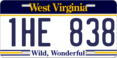 WV license plate 1HE838