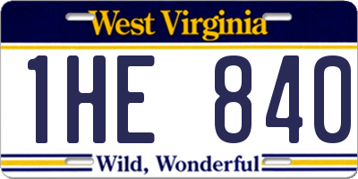 WV license plate 1HE840