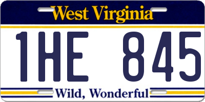 WV license plate 1HE845
