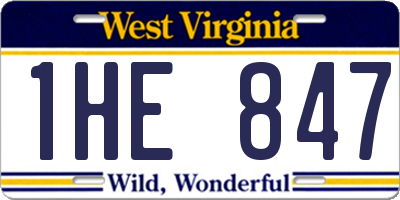 WV license plate 1HE847