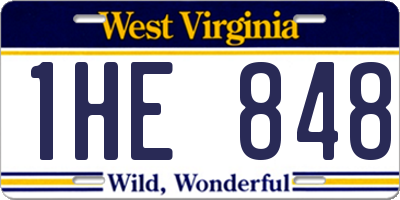 WV license plate 1HE848