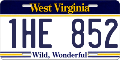 WV license plate 1HE852