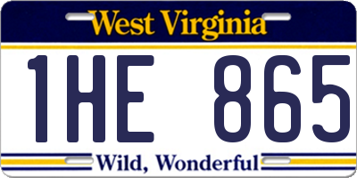 WV license plate 1HE865