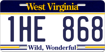 WV license plate 1HE868
