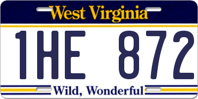 WV license plate 1HE872