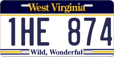 WV license plate 1HE874