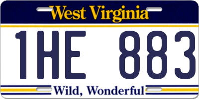 WV license plate 1HE883