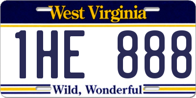 WV license plate 1HE888
