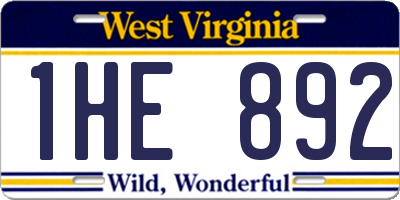 WV license plate 1HE892
