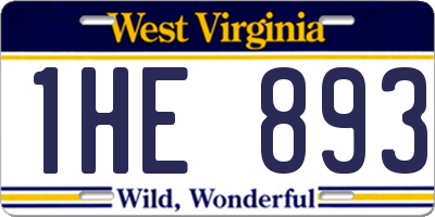WV license plate 1HE893