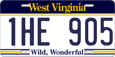 WV license plate 1HE905