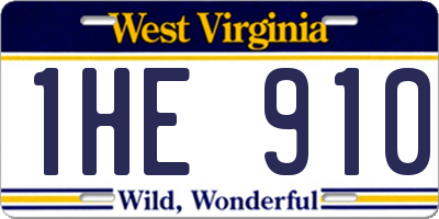 WV license plate 1HE910