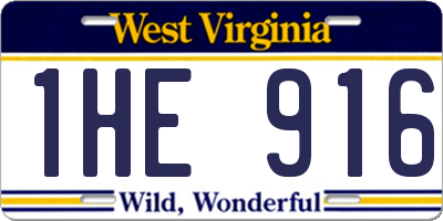 WV license plate 1HE916