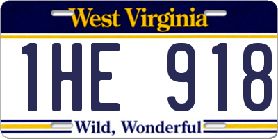 WV license plate 1HE918