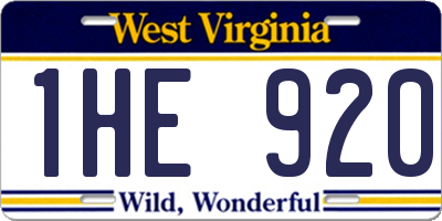 WV license plate 1HE920