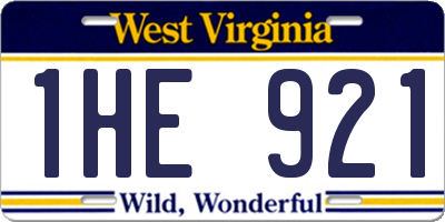 WV license plate 1HE921