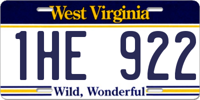 WV license plate 1HE922