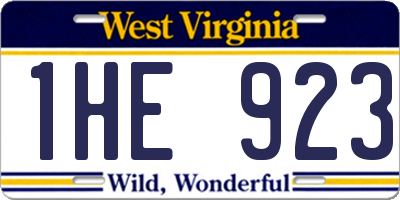 WV license plate 1HE923