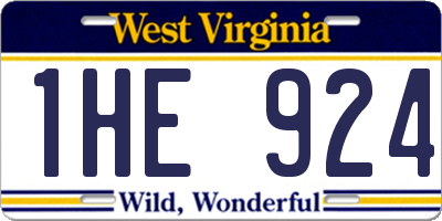 WV license plate 1HE924