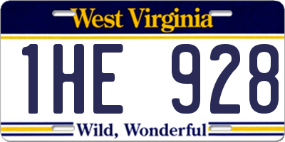 WV license plate 1HE928