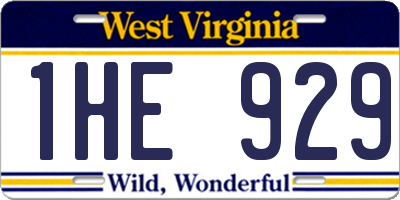 WV license plate 1HE929