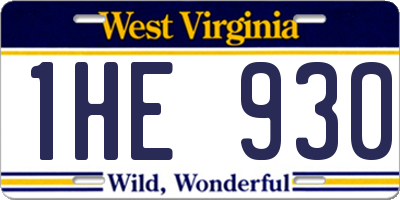 WV license plate 1HE930