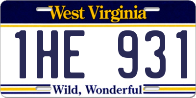 WV license plate 1HE931