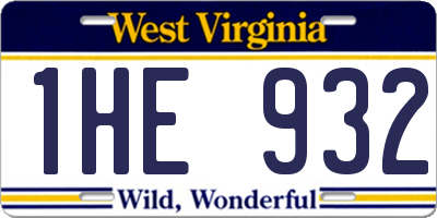 WV license plate 1HE932