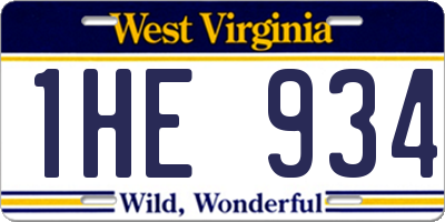 WV license plate 1HE934