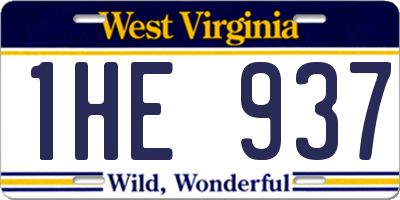 WV license plate 1HE937