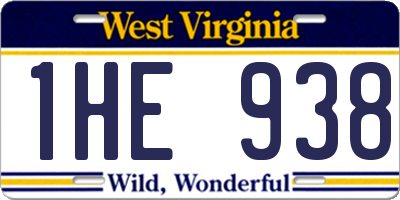 WV license plate 1HE938