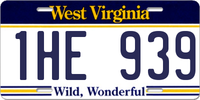WV license plate 1HE939