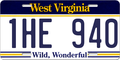 WV license plate 1HE940