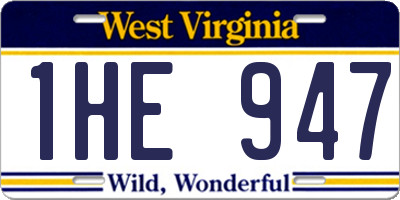 WV license plate 1HE947