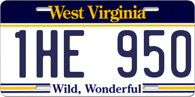 WV license plate 1HE950