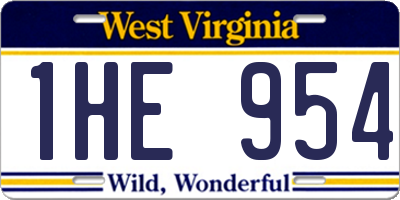 WV license plate 1HE954