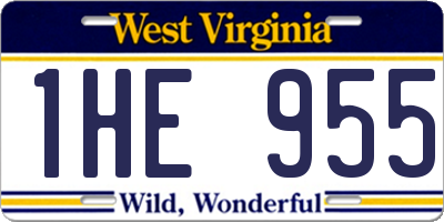 WV license plate 1HE955